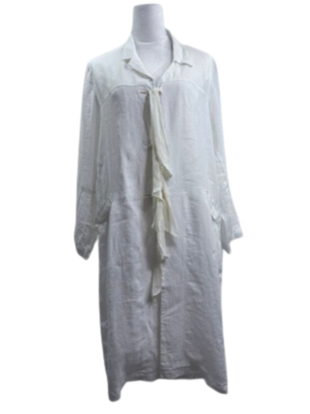 Lauren Vidal Women's Long Sleeve 100% Linen & 100% Silk Dress Size XL White
